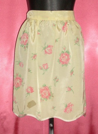 Lingerie Apron on Yellow Taffeta Floral Apron