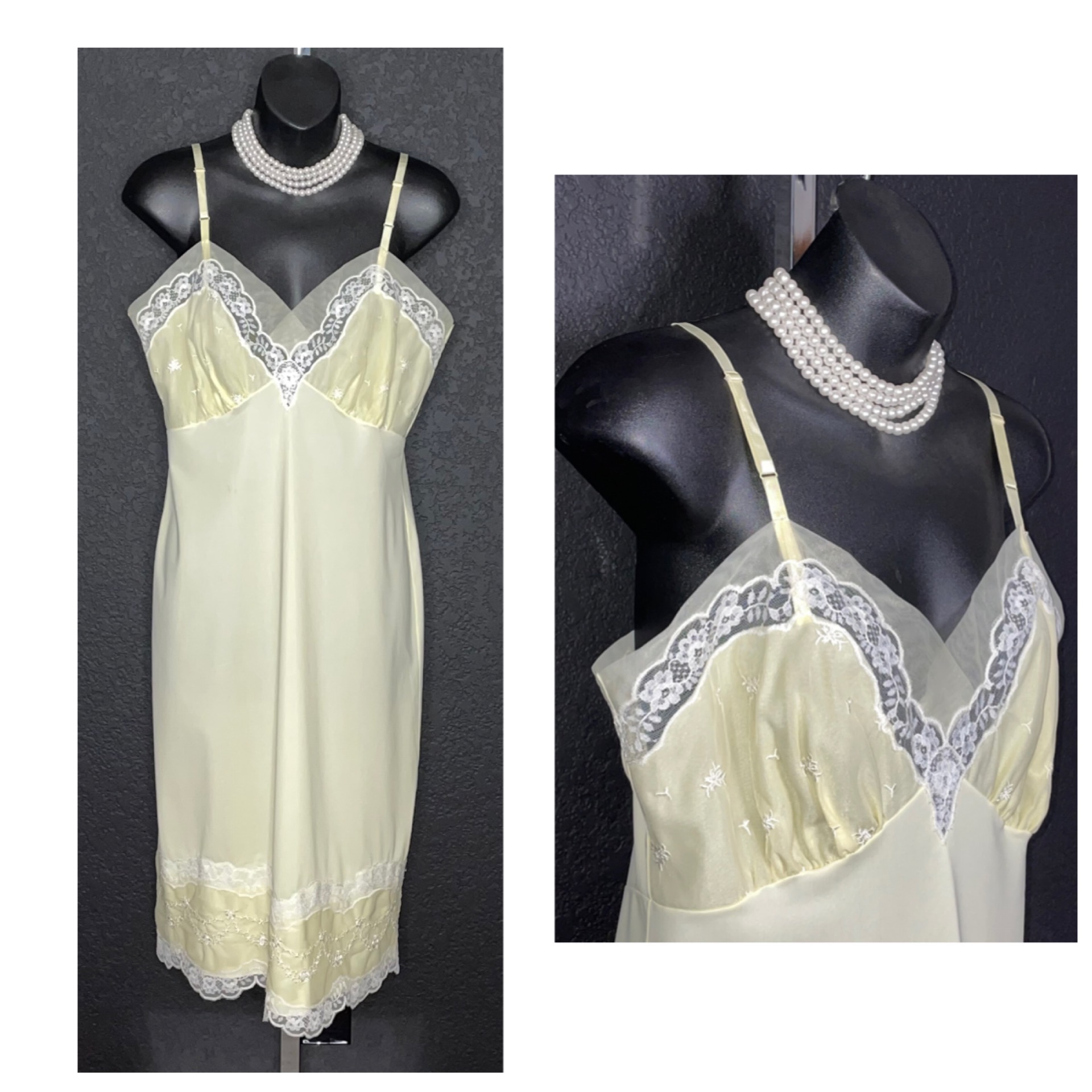 Exclusive Collection Vintage S Van Raalte Suavette Bright Yellow Nylon Full Slip W