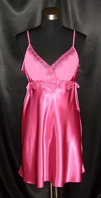 GIANT LOT Delicates Hot Pink Satin Slip Gown M