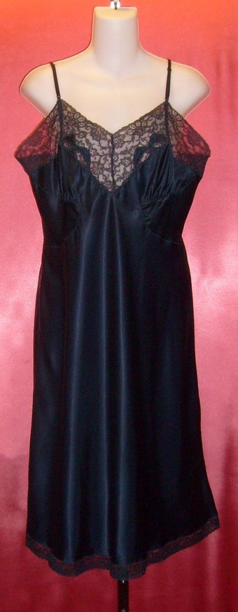 Deep Navy Blue Satin Vtg Barbizon Full Slip 36 : Pink Girl Vintage Lingerie