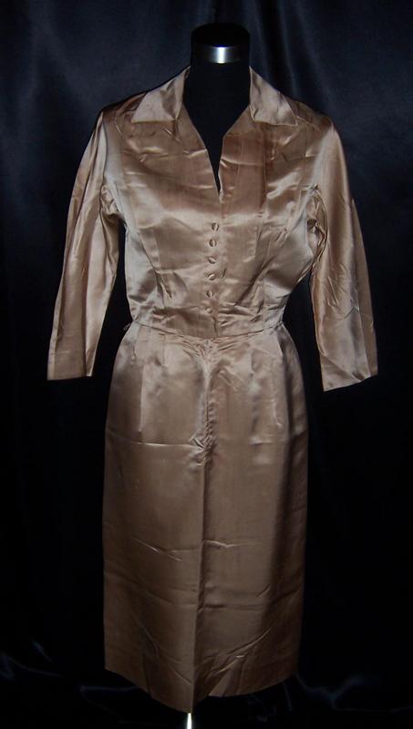 Vintage 1940's GOLD SATIN GLAMOUR Dress : Pink Girl Vintage Lingerie