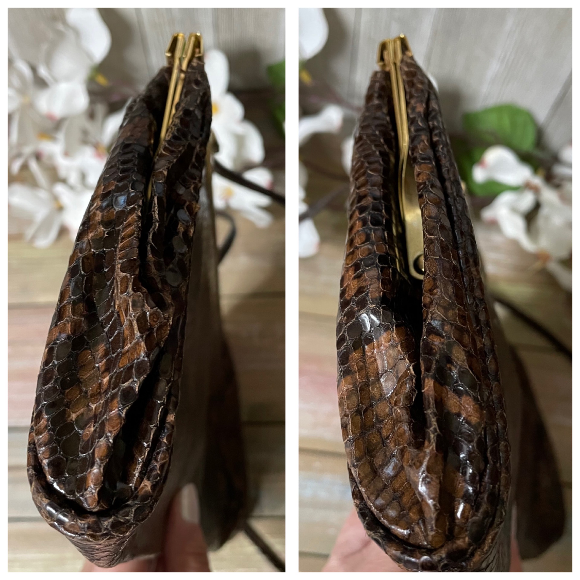 Vintage 1980's Italian Made TANNER Genuine Leather Snakeskin Embossed ...