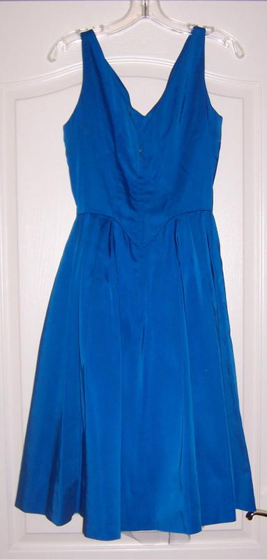 Brilliant Teal Blue Satin 50s Party Dress 34-36 : Pink Girl Vintage ...