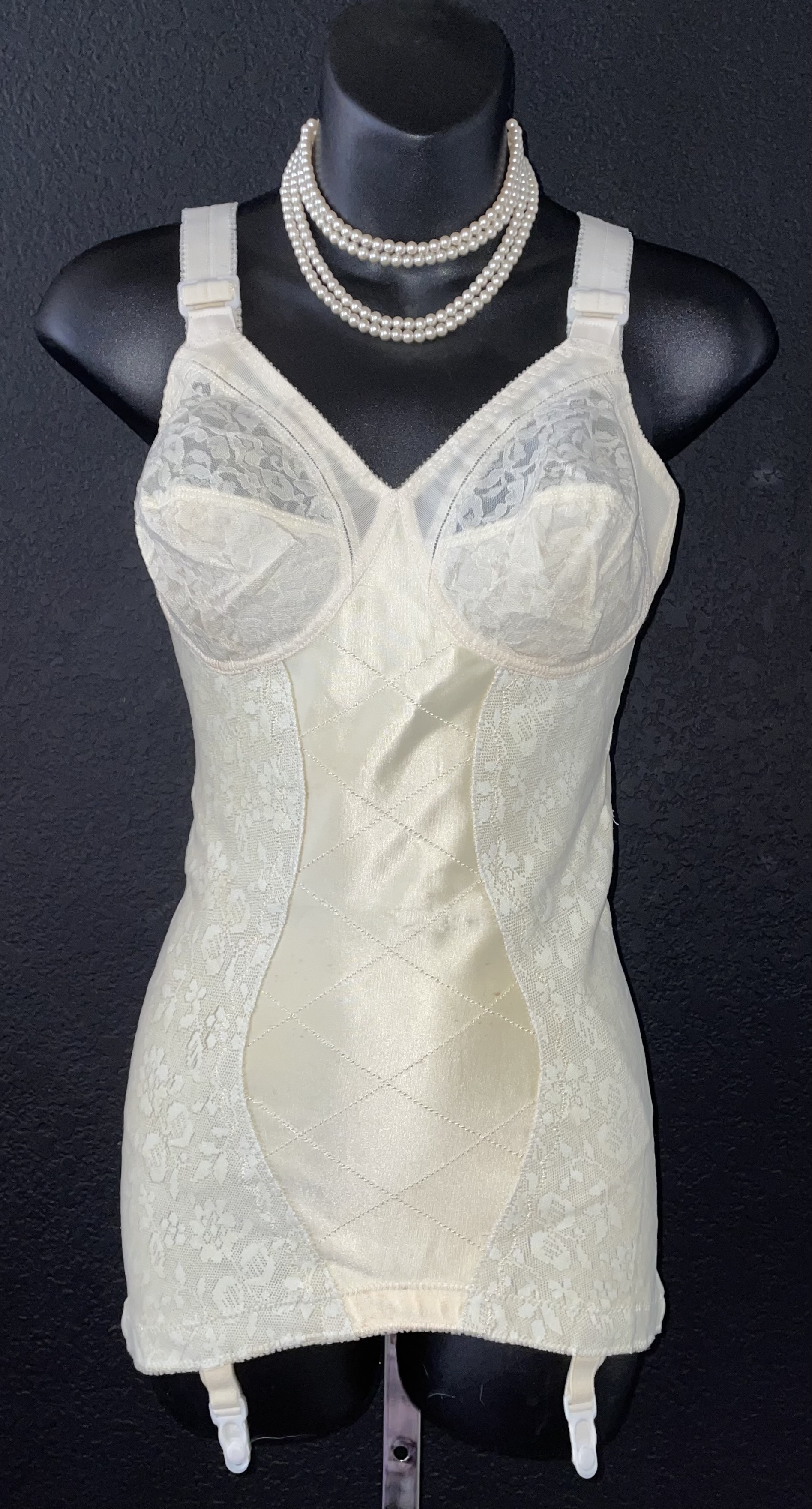 Vintage 1970's Playtex Satin Panel Body Shaper Girdle OB w/ Garters 36B ...